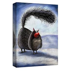 Canvas Wall Art Grey Giant Cat Painting Artwork for Home Prints Framed for Kids - 12x18 inches