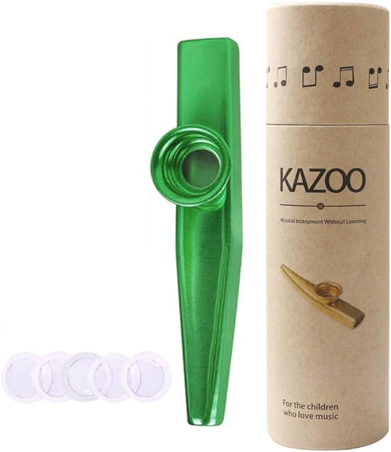 Metal Kazoo and 5 Membrane Flute Diaphragm, Aluminum Alloy Kazoo with