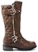 Kids Girls Mango21 Brown Dual Buckle/Zipper Quilted Mid Calf Motorcycle Boots-3