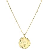 gorjana - Compass Coin Pendant Necklace 3/4 inch - 18k Gold or Silver Plated - Adjustable 17-19 inch Chain - Spring Ring Closure - Long-Lasting