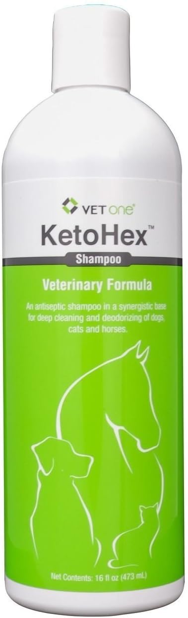 Ketohex Antibacterial and Antifungal Shampoo for Dogs Cats and Horses (16 oz)