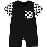 Karuedoo Newborn Baby Boy Girl Clothes Checkered Plaid Romper Jumpsuit Short Sleeve One-Piece Bodysuit Infant Summer Outfit