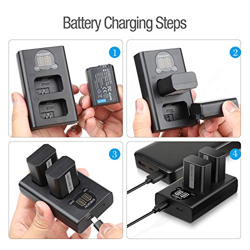 NP-FW50 ENEGON Camera Battery (2-Pack,1300mAh) and Rapid Dual Charger for Sony A6000, A6500, A6300, A7, A7II, A7RII, A7SII, A7S, A7S2, A7R, A7R2, A55, A5100, RX10 Accessories. - Thumbnail 6