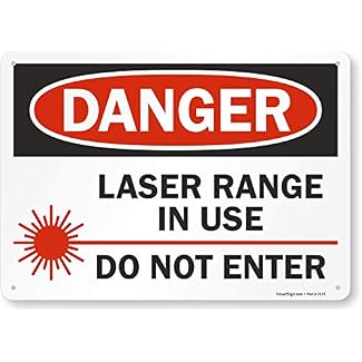 SmartSign – S-2482-PL-14 “Danger – Laser Range in Use, Do Not Enter” Sign | 10″ x 14″ Plastic
