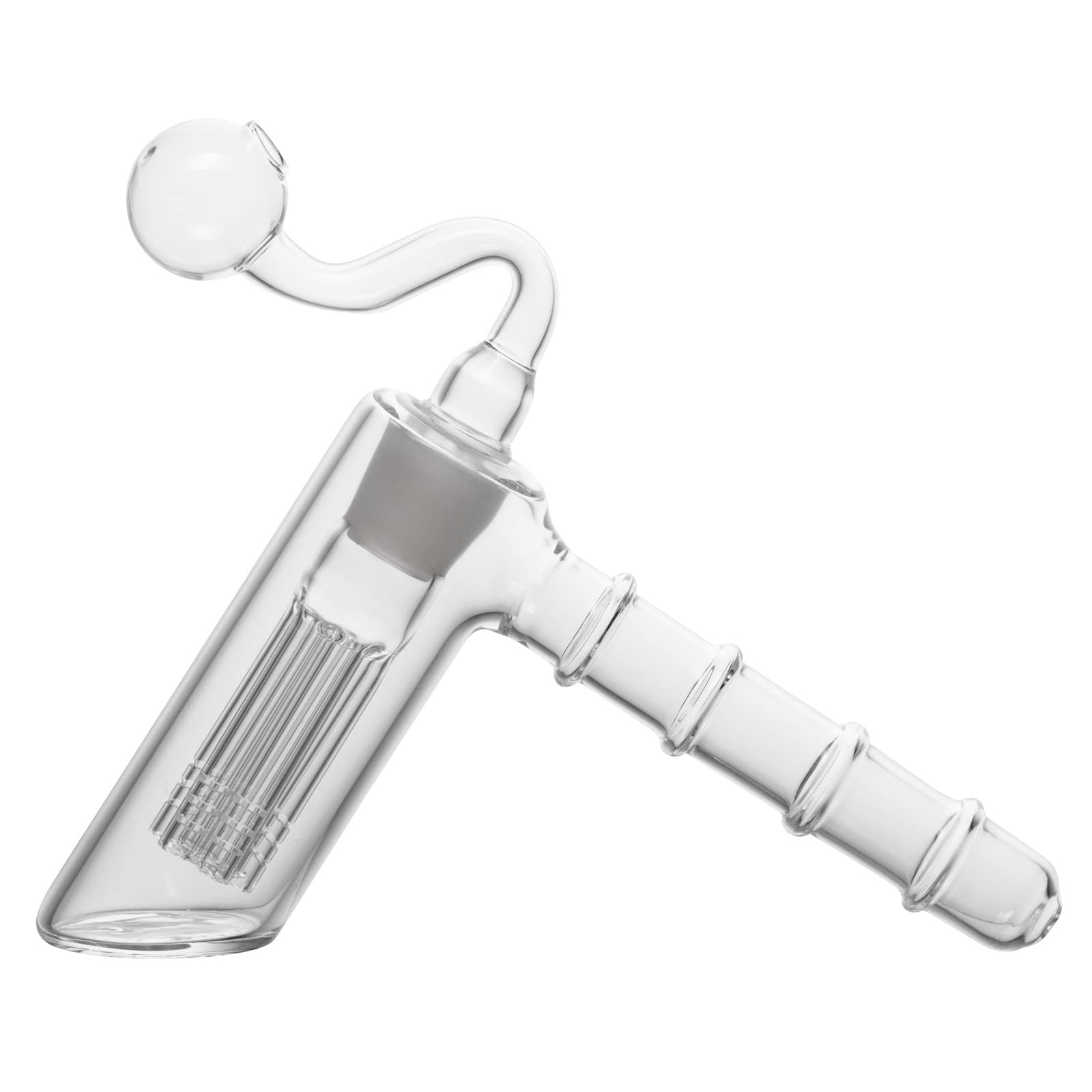 RORA 18.8mm Mini Water Glass Bongs 6 Arms Tree Hammer Shape Handmade Small Bong With S Bowl Small Pipe (clear)