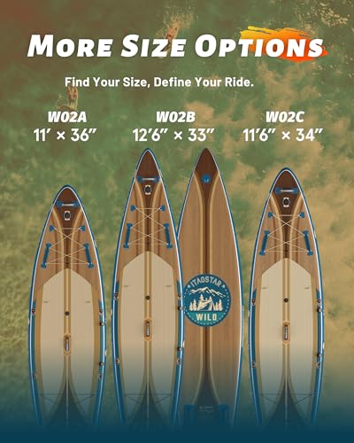 iTAOSTAR Wild 11'×36"/11'6"×34"/12'6"×33" Inflatable Paddle Board with Seat, One-Stop Premium SUP Board Gears, Tailored 5 Fins, Stable Inflatable Stand Up Paddle Boards for Youth/Adults of All Levels