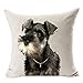 Best Gift Painting Cute Lovely Animals Pet Dog Big Eyes Black Schnauzer Cotton Linen Square Throw Waist Pillow Case Decorative Cushion Cover Pillowcase Sofa 18
