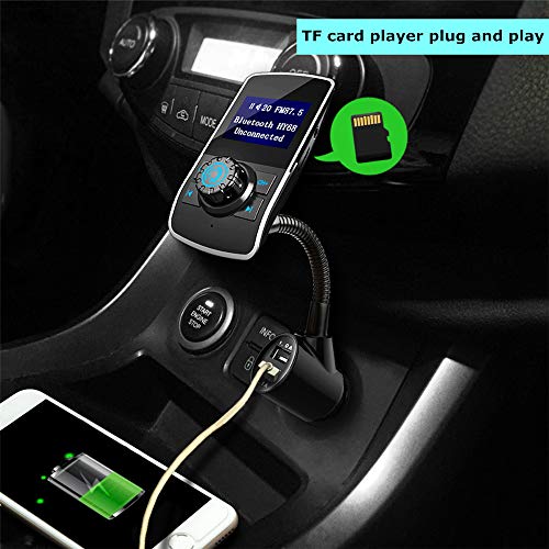 Bluetooth FM Transmitter for Car, Wireless in-Car FM Radio Adapter Car Charger with Dual USB Ports Handsfree Call | AUX Input | HD 3-Modes Music Play| Support TF Card/SD Reader | LCD Display