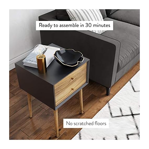 Nathan James Harper MidCentury Side, 2Drawer Nightstand, Accent or