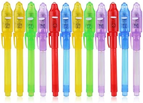 ANDOP 12pcs Invisible Ink Pen Magic Pen with UV-Light (Random Color)