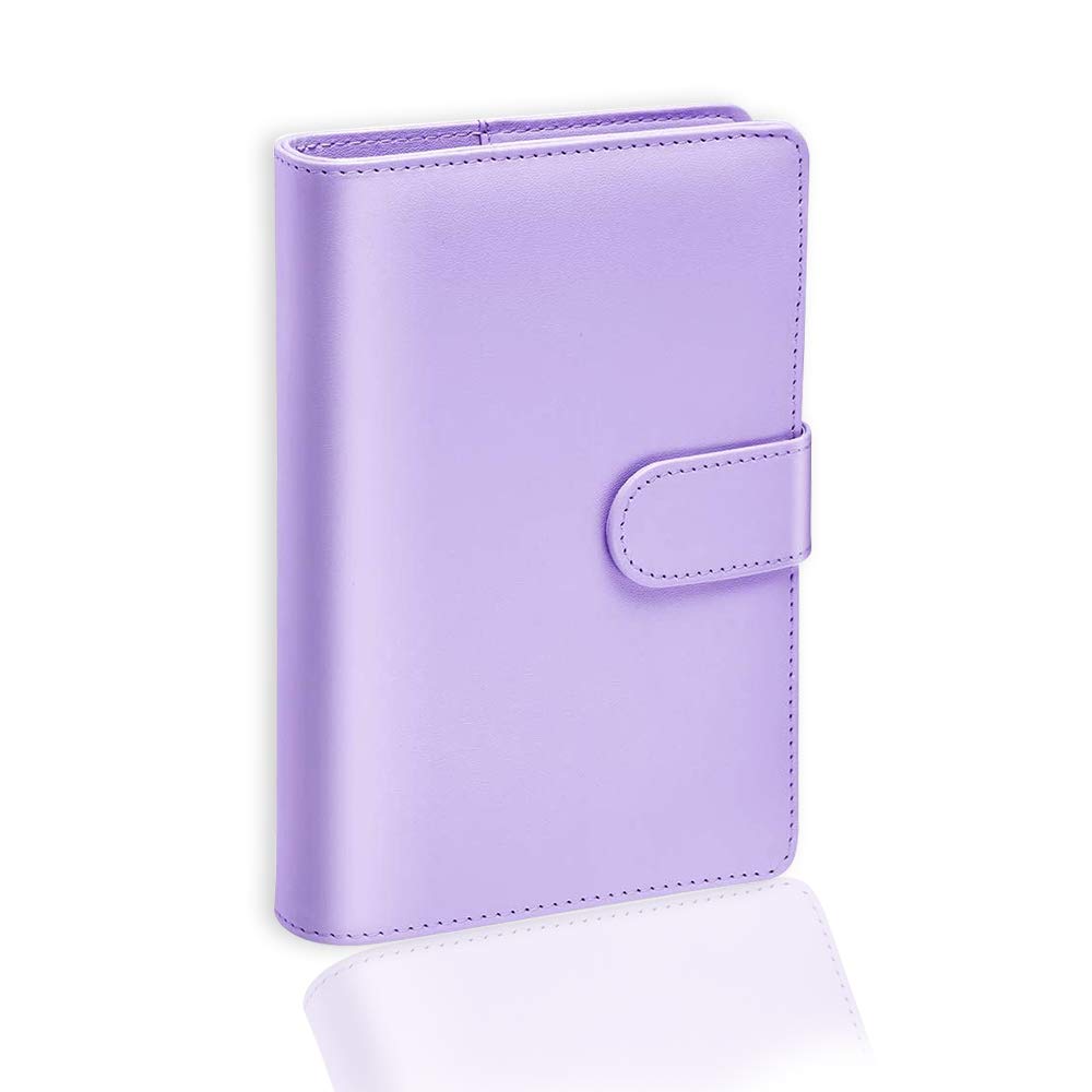 A5 PU Leather Notebook Binder, Refillable Paper Binder, Loose Leaf Personal Planner Binder Cover with Magnetic Buckle (Lavender)
