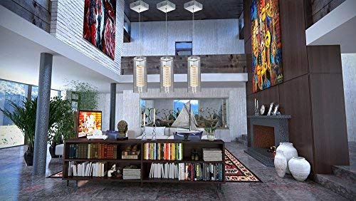 JINZO One-Light Pendant Light Fixture LED 8W Eyeshield Dimmable Laser Pattern Glass Difusser.