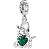 GNOCE Triceratops Embraces Heart Gemstone Pendant Dangle Charm 925 Sterling Silver Charms Fits Bracelets/Necklace Birthday Gift For Women Wife (Triceratops)
