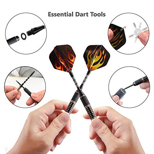Migargle 12 Pack Steel Tip Darts Set 20 Grams with Nonslip Iron Barrel + Aluminum Dart Shafts + 4 Style Flights + Darts Sharpener + Darts Tool and Case - Thumbnail 7