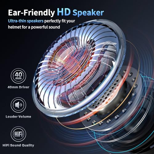 Fodsports FX-S Motorcycle Bluetooth Headset V5.4, 2-Way Helmet Intercom Communication System with IP67 Waterproof, CVC Noise Cancellation, Hands-Free Music/Call, 2 Type Mics, 1 Pack