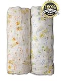 SUMMER SALE - Muslin Swaddle Blankets 2 Pack - 100% Cotton - 47 inch x 47 inch Large Softest Muslin Swaddles - Lovely Friends - Unisex for Boys or Girls - Lifetime Guarantee