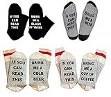 4 Pairs Christmas IF You Can Red This PLEASE Bring Me A Glass Of Wine Beer Unisex Socks Set