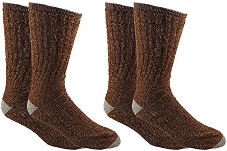 Aspen Supply Men's Merino Wool Blend Raglan Winter Socks 2-Pair Pack (Rust)