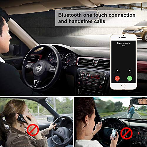 Single Din Car Stereo Receiver with Bluetooth Handsfree Calls,7 Colors Backlight&LCD Player Multimedia Car Stereo for Car,Bluetooth/USB/SD/AUX/FM MP3 Player Wireless Remote Control Phone Charge Radio