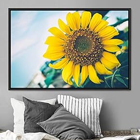 signwin Framed Canvas Wall Art Bright Flowers Closeup...