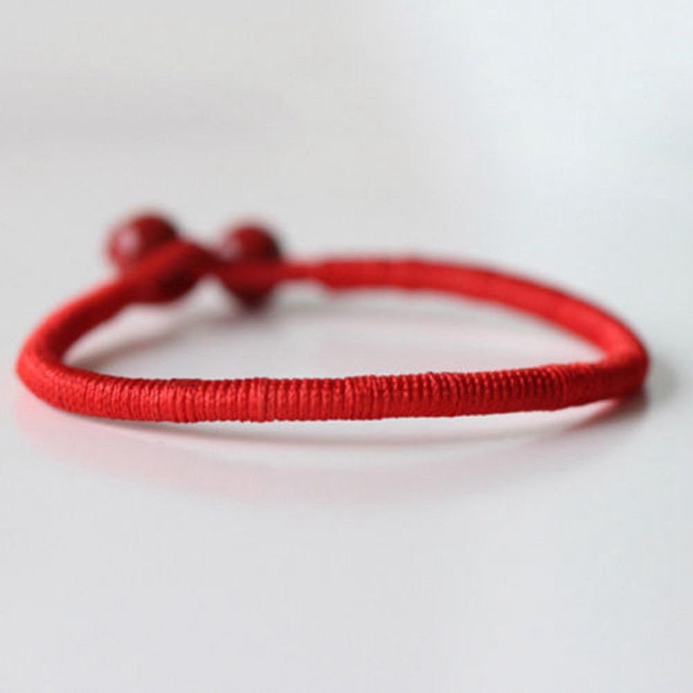 khamchanot Chinses Lucky Red String Rope With Beads Ceramic Bracelet Blessing Chain Hand