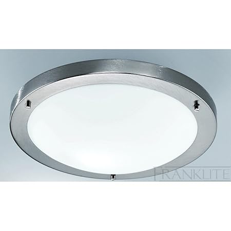Franklite Cf1220 Flush Circular Ceiling Light Satin Nickel White
