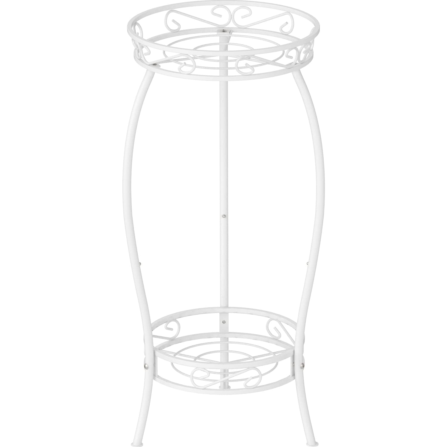 Mutool 2 Tier Metal Plant Stands for Flower Pot, Tall Plant stand for Outdor Indoor Plant, Plant Pot Holder Plant Table for Garden Patio, 69x32cm, White — image 1