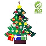 3FT Felt Christmas Hanging Tree Set with 30 PCS Ornaments for Xmas Gifts New Year DIY Door Wall Velcro Decorations Handmade Kids,Toddlers, Offices, Homes and Schools