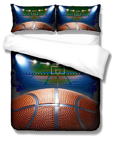 Mangogo American Fantastic Basketball Comforter Cover Bedding Set with PillowcasesDesign,Kids Boys Bedroom No Comforter Duvet Cover Sports Themed Bedding Twin Size
