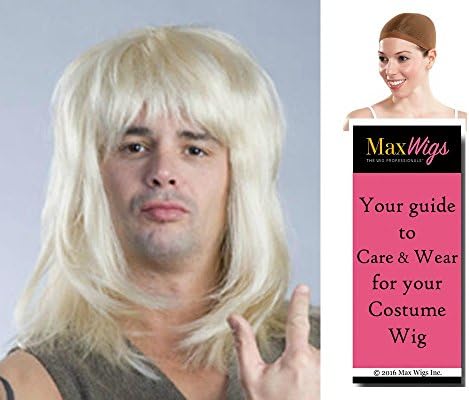 80s Rocker Metal Band Color Blonde - Enigma Wigs Garth Waynes World Hair Hard Rock 1980s Men's Bundle with Wig Cap, MaxWigs Costume Wig Care Guide