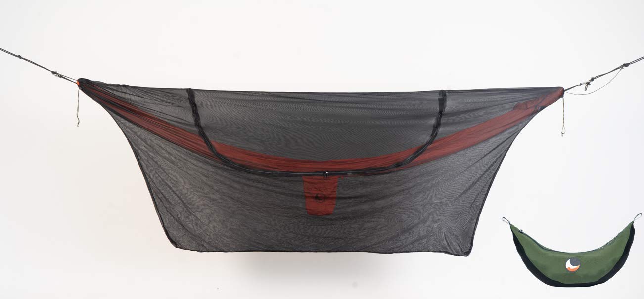 Ticket to the Moon - FAIR TRADE & HANDMADE 360 degree CONVERTIBLE MOSQUITO NET BLACK FOR HAMMOCKS- ALL-ROUND PROTECTION FROM BUGS AND INSECTS (NET: 200 HOLES/cm²) - ONLY 485g, One size