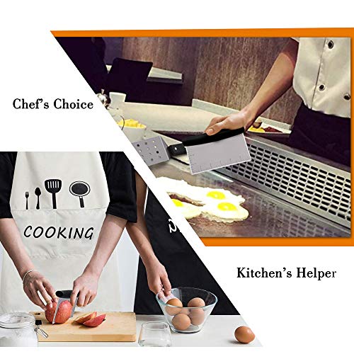 Metal Griddle Scraper Chopper, HaSteeL Stainless Steel Bench Pastry Scraper Dough Cutter with Measuring Marks, Multi-purpose Kitchen Tool for Flat Top Grilling/Baking/Cooking, Dishwasher Safe (2-Pack) - Thumbnail 6