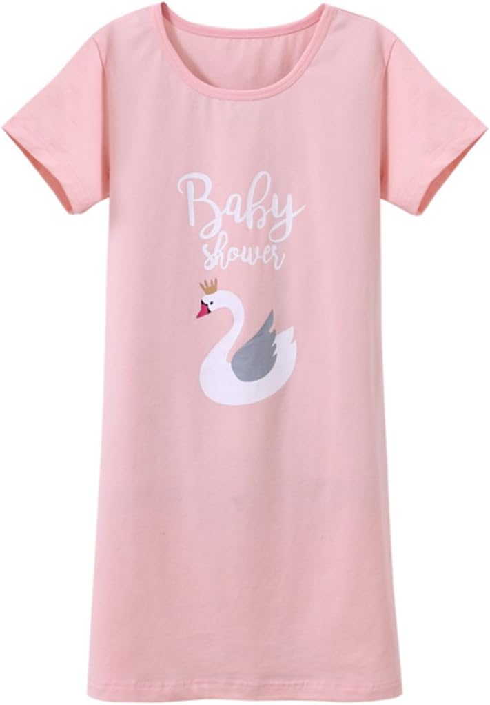 SYROSA Girl's Nightgowns Round Collar Sleepwear Cotton Cute Fruit Princess Nightdress Blue Pink Purple 3-16 Years
