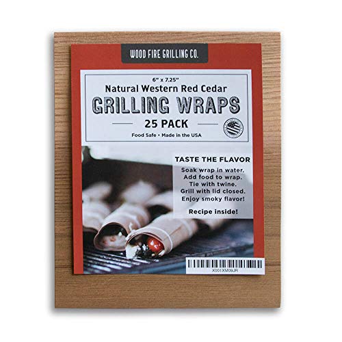 Cedar Grilling Wraps - 25 Pack (6"x7.25") - Great for Fish, Chicken, Seafood and More.