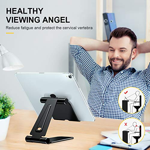 Humixx Tablet Stand, Dual Adjustable Phone Stand [Sturdy No-Slip/Shaking] Foldable Holder Dock Compatible with iPad Pro 12.9 Mini Air Samsung Galaxy Kindle Fire Nintendo Switch Pad 4-13 Inch Tablets - Thumbnail 4