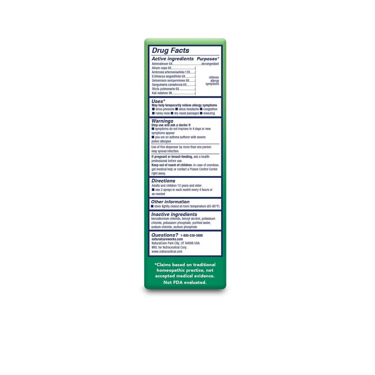 NaturalCare Homeopathic Allergy Nasal Spray by bioAllers, 1 Fl Oz | May Help Relieve Sinus Pressure, Congestion, Sneezing, Runny Nose & Itchy, Watery Eyes