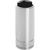 Performance Tool W38419 3/8 in. Drive 19 mm 6-Point Deep Socket | Deep well socket reduces fastener rounding. Chrome vanadium steel construction. Polished chrome finish