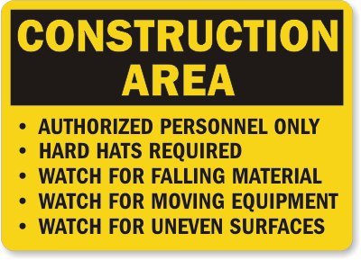 Photo 1 of SmartSign "Construction Area - Authorized Personnel Only, Hard Hats Required" Sign | 10" x 14" Aluminum