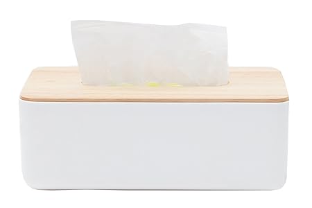 Wood meets Color Kosmetiktücher kosmetiktücherbox taschentuchspender praktisch Multifunktions (white 23 x 13 x 10cm)