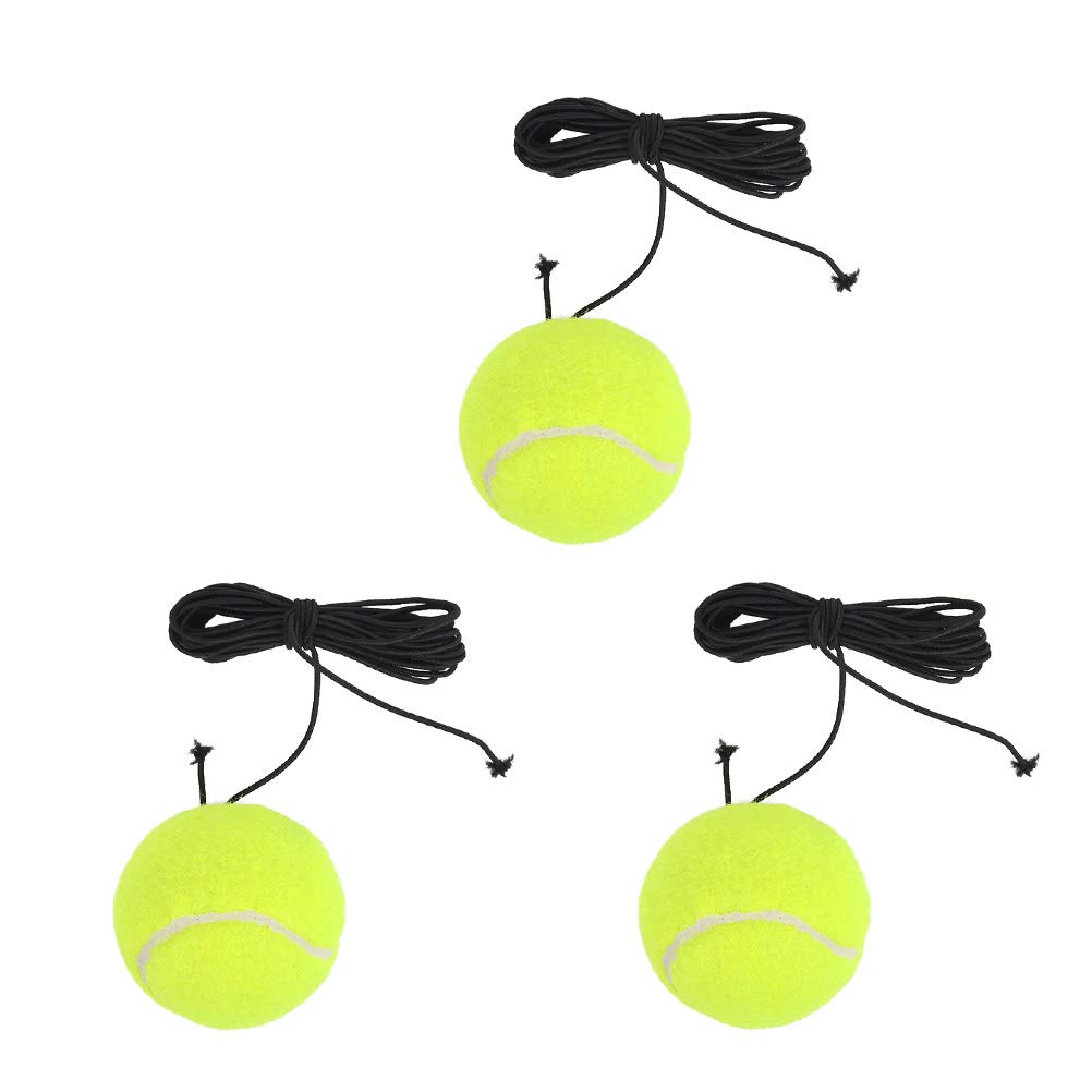 TIMESETL 3pcs Tennis Balls with Cord, Elastic Tennis Training Ball for Tennis Trainer, Rebound Ball for Adult Beginners Solo Training