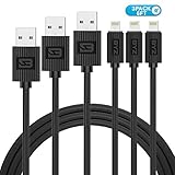 BYZ Charging Cable 6FT iPhone Charger Lightening Cable - 3 pack iPhone Cable USB Sync & Charging Cord for iPhone 7 Plus 7 6S Plus 6 Plus SE 5S 5C 5, iPad 234 Mini, iPad Pro Air, iPod - Black