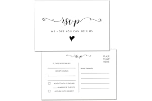 Attrirepa RSVP Postcards, Pack of 50 Blank RSVP Cards Stock for Weddings, Receptions, Showers, Birthday Parties, Celebrations, and Special Events, No Envelopes Needed 4"x6"