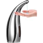 Automatic Soap Dispenser Touchless Modern Minimalist Magnetic Charging Infrared Inductio Kitchen and Bathroom Soap Pump 10oz/300ml Silvery (Silvery)