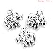 Lucky Elephant Charm Pendants 90 Pack, Silver Tone Wholesale Bulk Lot (Set 1 - 2 Different)