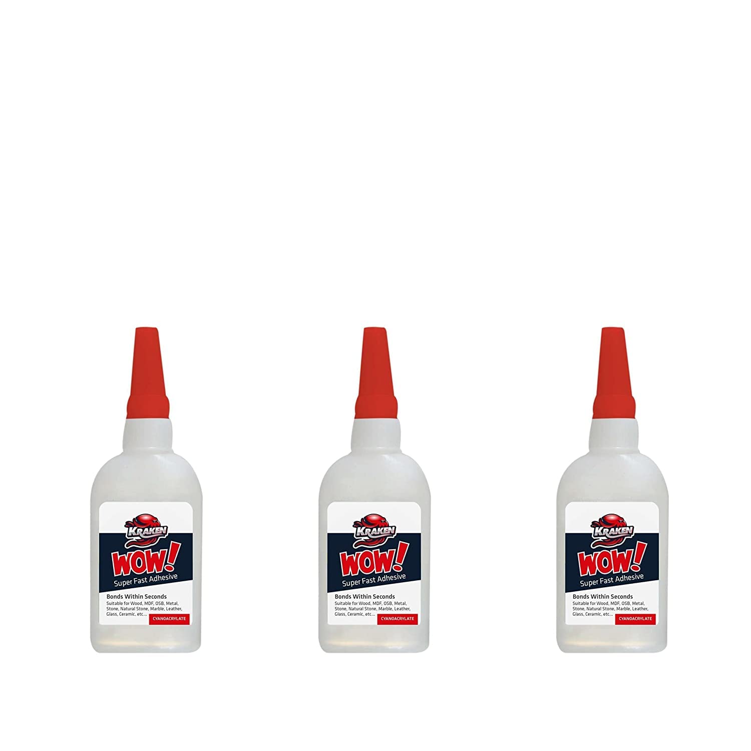 Kraken Bond Wow! Super Crazy Glue Clear (3x3.5 Oz) Strong