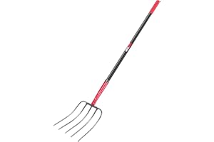 HANTOP 5-Tine Pitch Fork Garden Forks Heavy Duty Manure Fork Pitchfork with Long Fiberglass Handle for Garden Farm Yardwork,58 inches