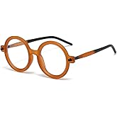 Gleyemor Retro Round Glasses for Men Women Vintage Circle Glasses Frames Costume Cosplay Eyeglasses Anti Blue Light Lens