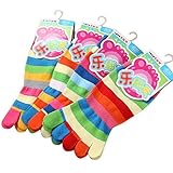 Qianle 3 Pairs Unisex Children Rainbow Split 5 Toes Socks Kids Socks