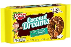 FUDGE SHOPPE Keebler Fudge Stripes Cookies, Coconut Dreams, Flavors of Fudge, Caramel and Coconut, 8.5 oz Tray - Pack of 2
