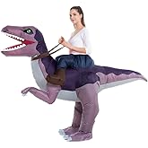 HSCTEK Adult Inflatable Ride on Dinosaur Costume, T-rex, Velociraptor, Triceratops, Pteranodon